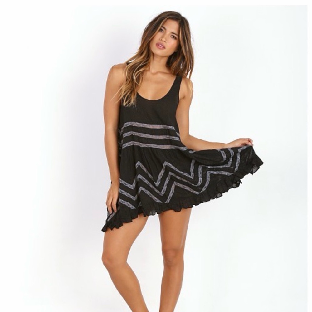 Intimately Free People Voile Tiny Polka Dot Lace Trapeze Slip Dress